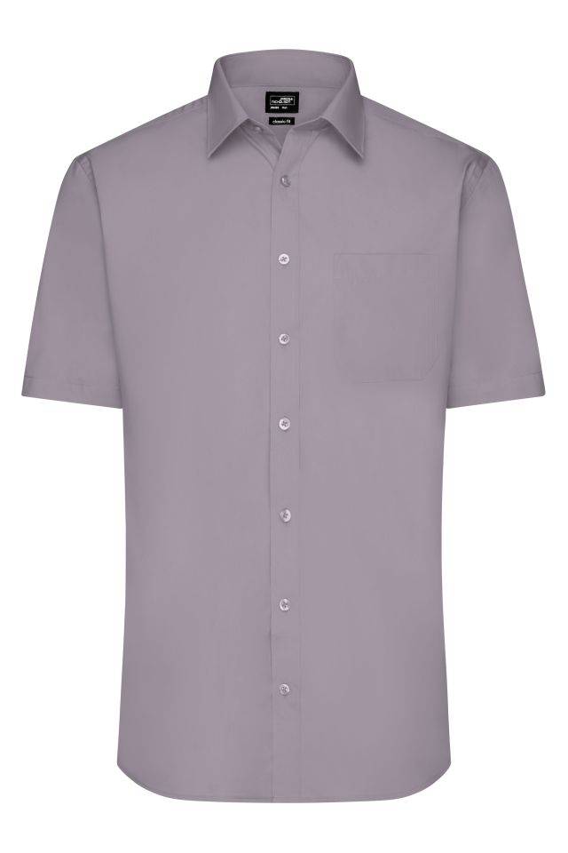 Men's Shirt Shortsleeve Poplin Klassisches Shirt aus pflegeleichtem Mischgewebe grau, Gr. XL