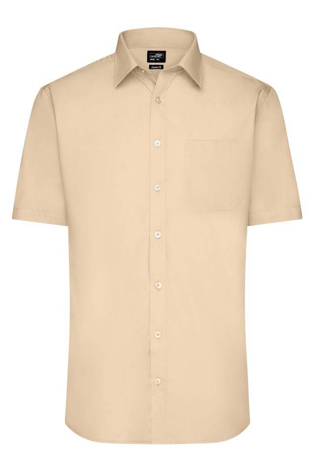 Men's Shirt Shortsleeve Poplin Klassisches Shirt aus pflegeleichtem Mischgewebe braun/grau, Gr. 3XL