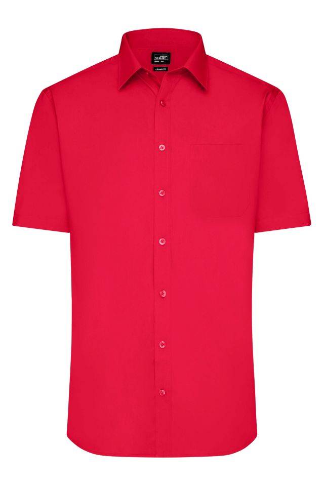 Men's Shirt Shortsleeve Poplin Klassisches Shirt aus pflegeleichtem Mischgewebe rot, Gr. 4XL