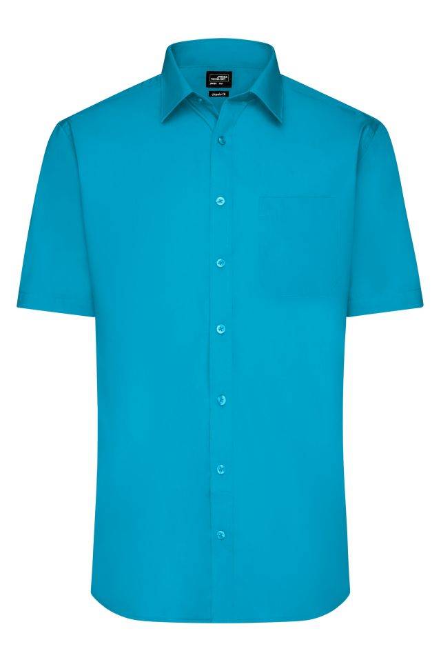 Men's Shirt Shortsleeve Poplin Klassisches Shirt aus pflegeleichtem Mischgewebe blau, Gr. M