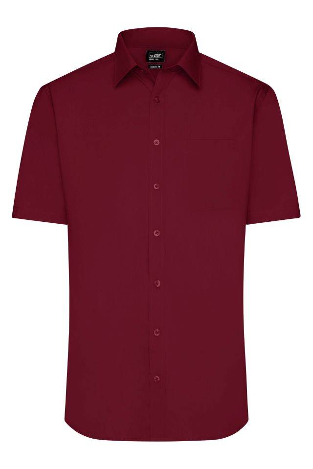 Men's Shirt Shortsleeve Poplin Klassisches Shirt aus pflegeleichtem Mischgewebe rot/weinrot, Gr. M