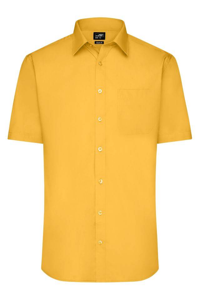 Men's Shirt Shortsleeve Poplin Klassisches Shirt aus pflegeleichtem Mischgewebe gelb, Gr. XXL