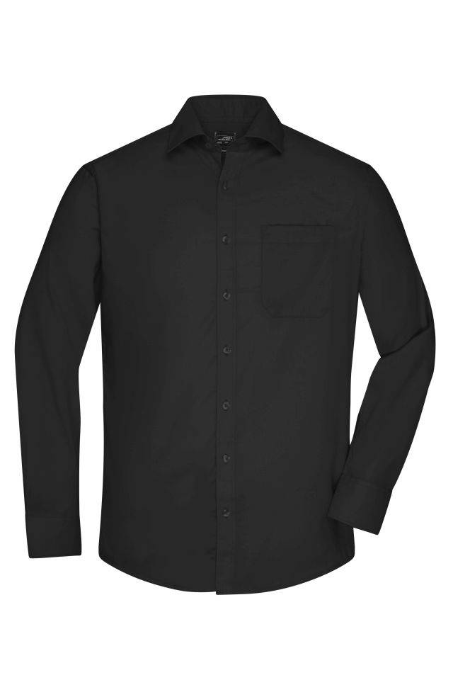Men's Shirt Longsleeve Micro-Twill Klassisches Shirt in pflegeleichter Baumwollqualität schwarz, Gr. M