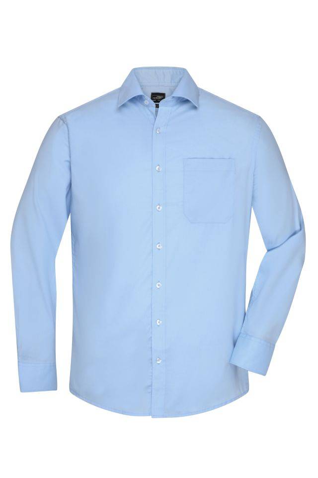 Men's Shirt Longsleeve Micro-Twill Klassisches Shirt in pflegeleichter Baumwollqualität blau, Gr. M