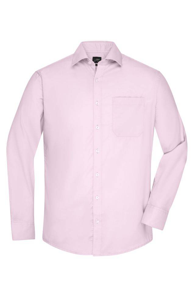 Men's Shirt Longsleeve Micro-Twill Klassisches Shirt in pflegeleichter Baumwollqualität pink, Gr. M