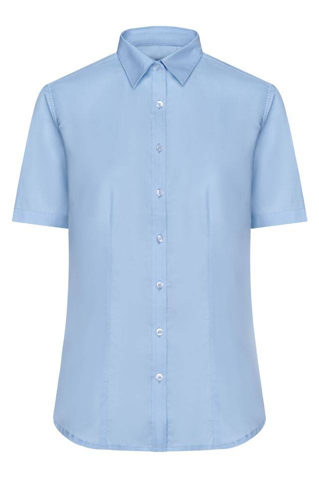 Ladies' Shirt Shortsleeve Micro-Twill Klassisches Shirt in pflegeleichter Baumwollqualität blau, Gr. XS