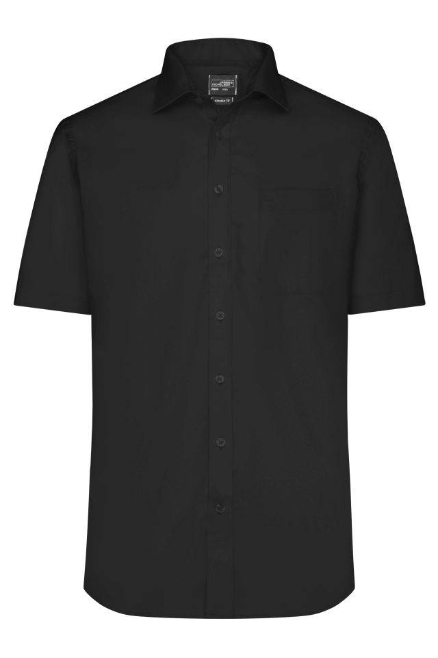 Men's Shirt Shortsleeve Micro-Twill Klassisches Shirt in pflegeleichter Baumwollqualität schwarz, Gr. 4XL