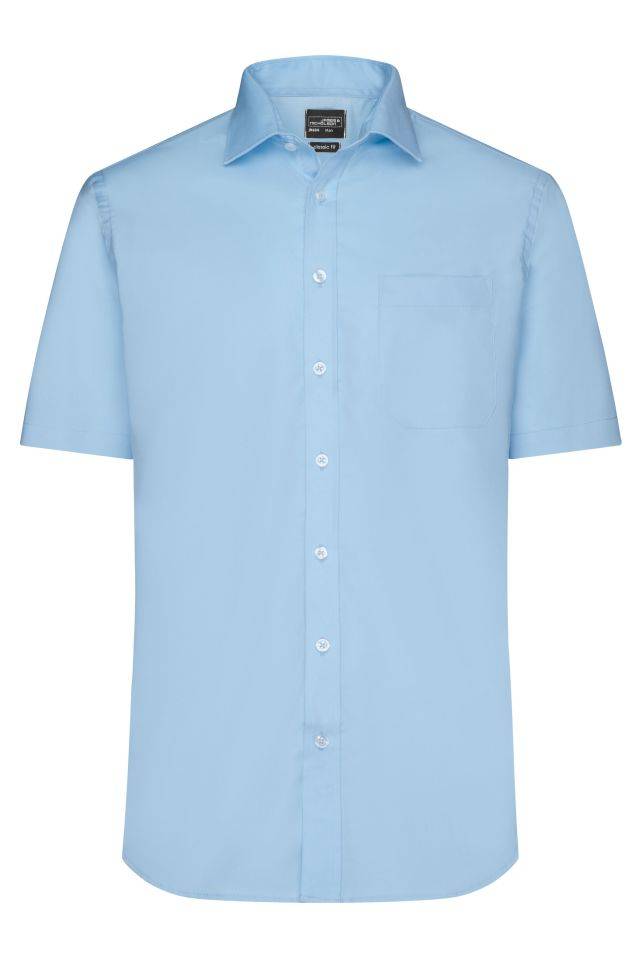 Men's Shirt Shortsleeve Micro-Twill Klassisches Shirt in pflegeleichter Baumwollqualität blau, Gr. XXL