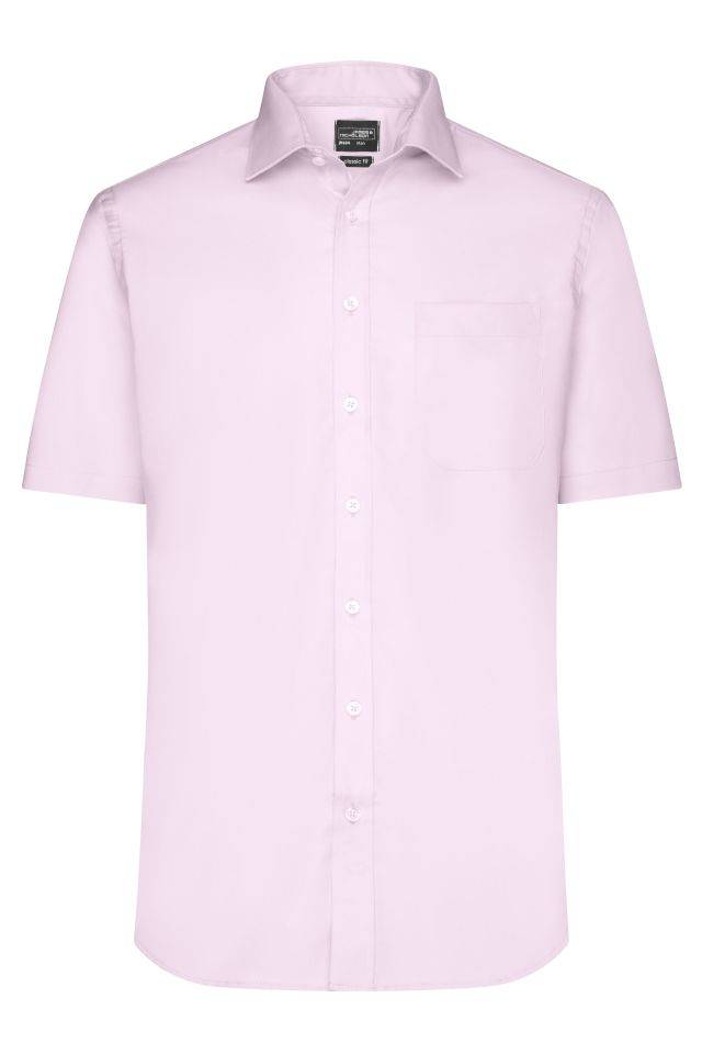 Men's Shirt Shortsleeve Micro-Twill Klassisches Shirt in pflegeleichter Baumwollqualität pink, Gr. M