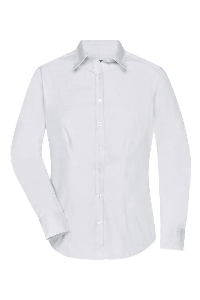 Ladies' Shirt Longsleeve Herringbone Klassisches Shirt aus pflegeleichter Mischqualität weiß, Gr. XS