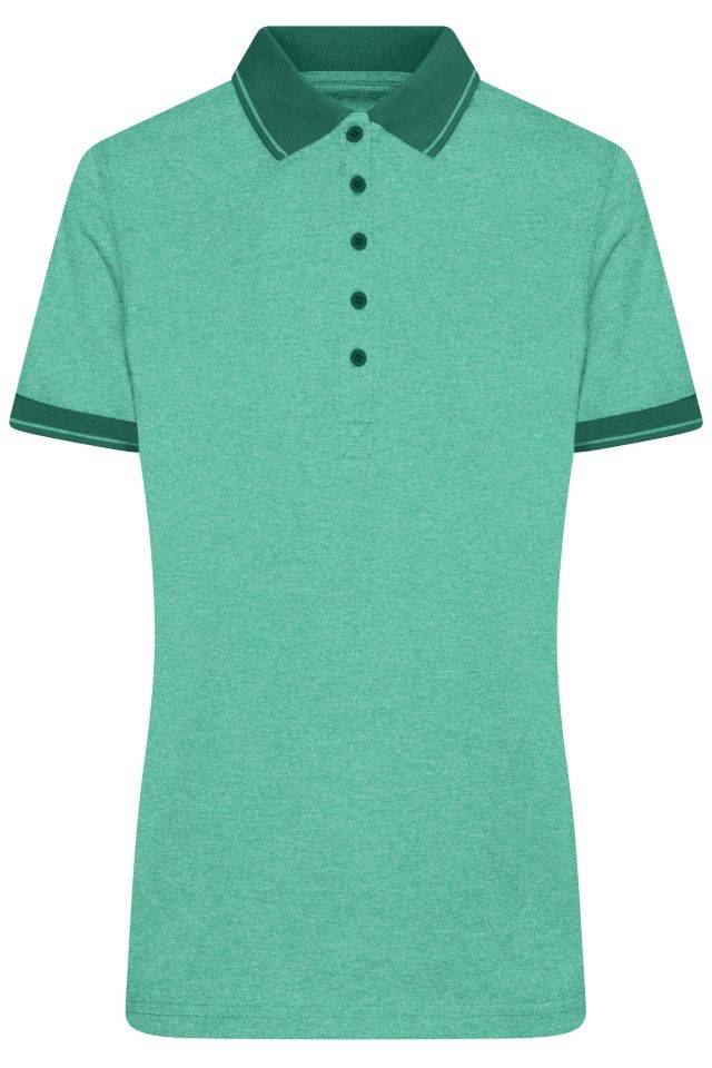 Ladies' Heather Polo Melange Polo mit modischen Details grün, Gr. L