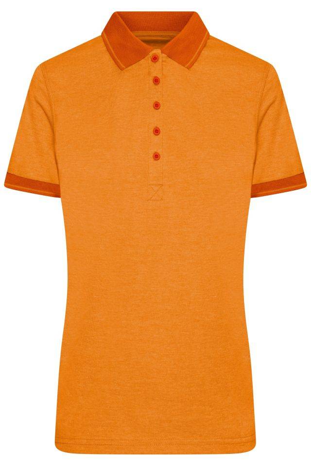 Ladies' Heather Polo Melange Polo mit modischen Details orange, Gr. S
