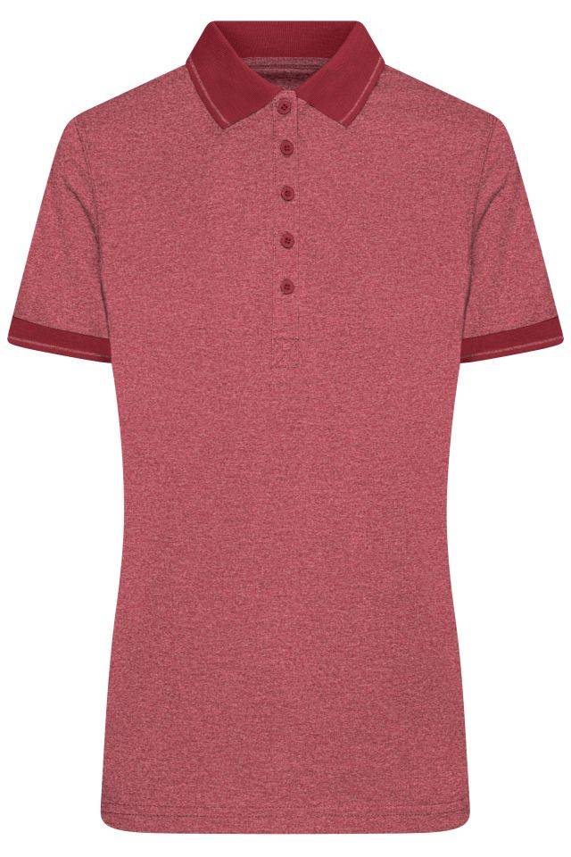 Ladies' Heather Polo Melange Polo mit modischen Details rot/weinrot, Gr. L