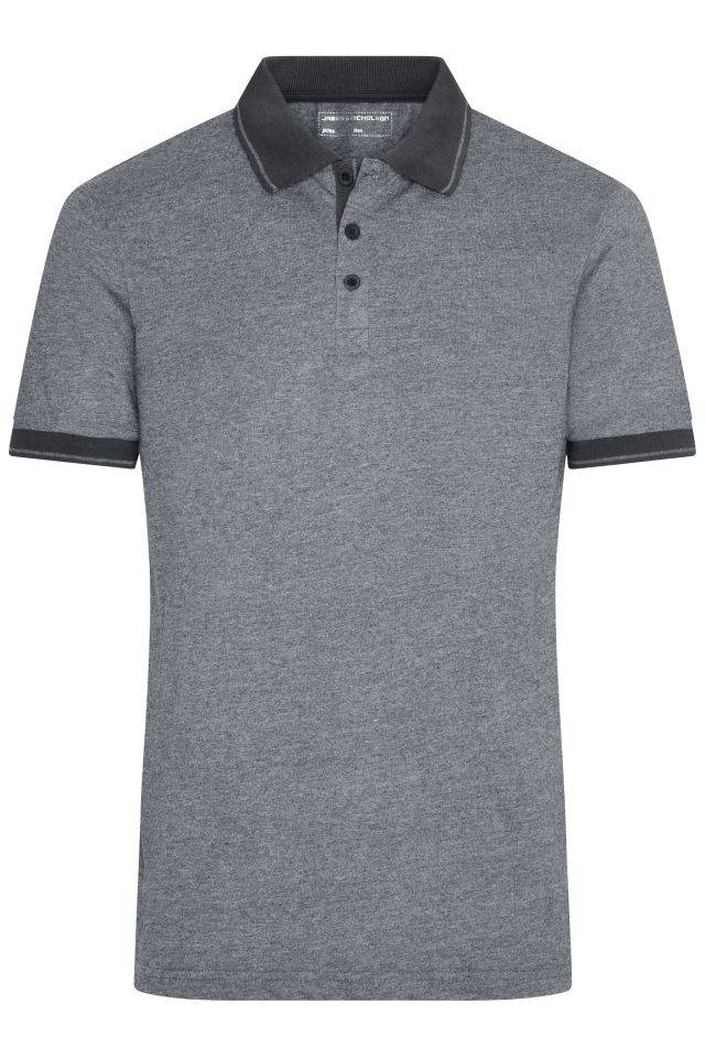 Men's Heather Polo Melange Polo mit modischen Details schwarz, Gr. XXL