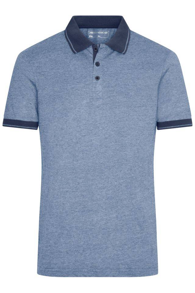 Men's Heather Polo Melange Polo mit modischen Details blau, Gr. XXL