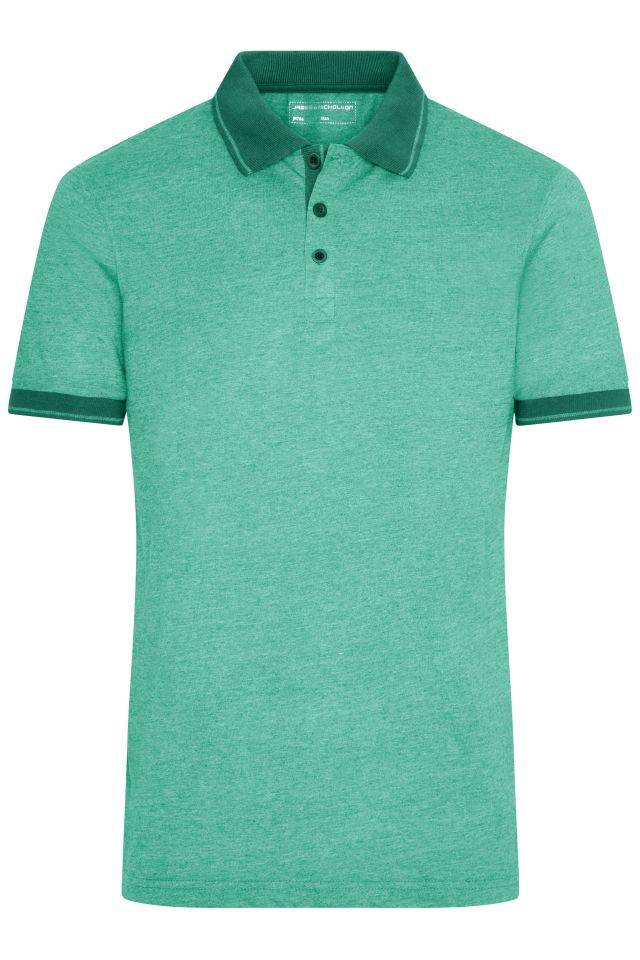 Men's Heather Polo Melange Polo mit modischen Details grün, Gr. XL