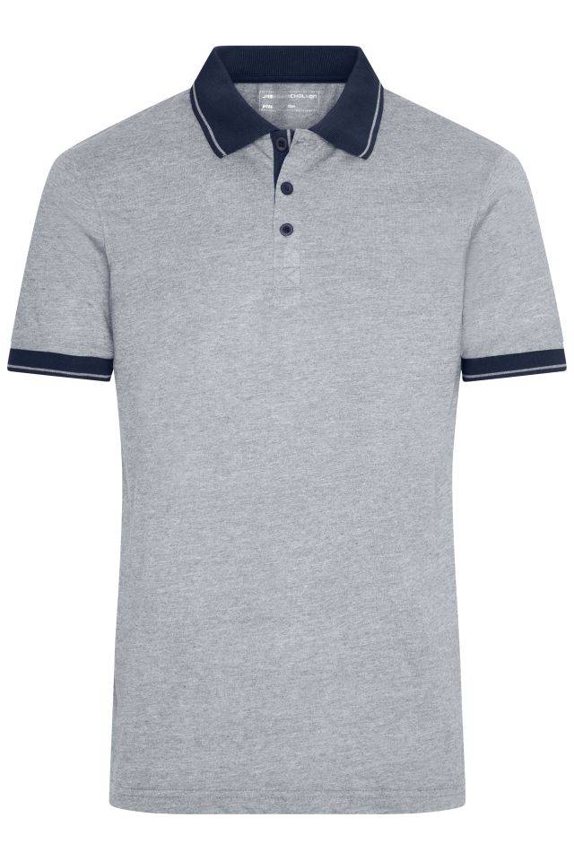 Men's Heather Polo Melange Polo mit modischen Details grau/blau, Gr. L