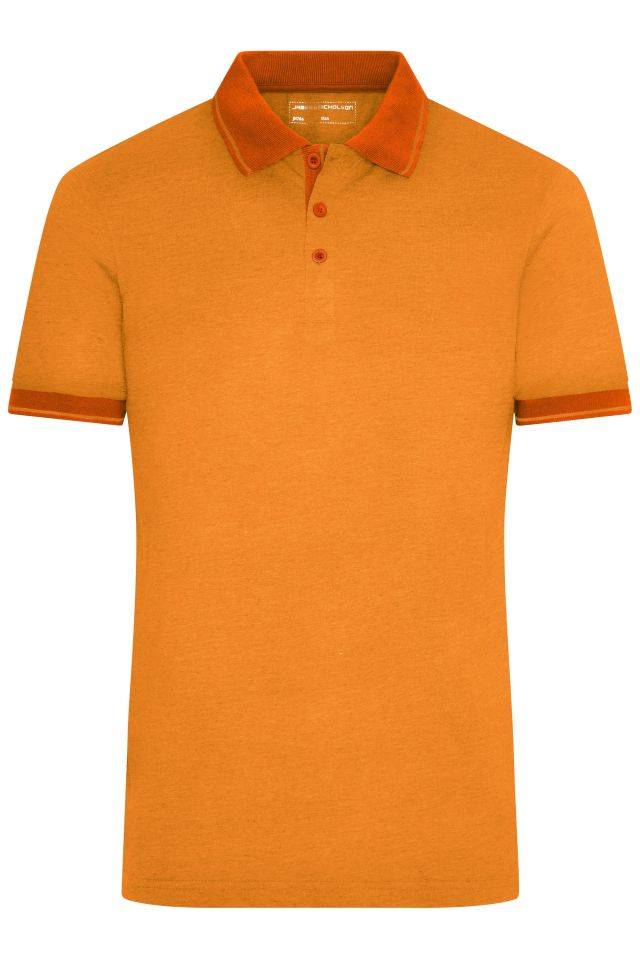 Men's Heather Polo Melange Polo mit modischen Details orange, Gr. M