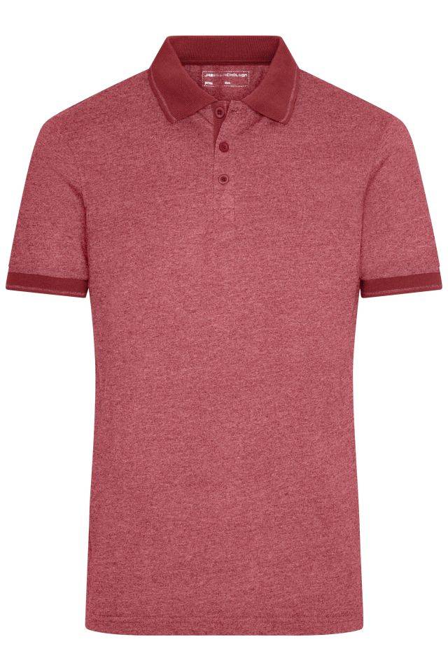 Men's Heather Polo Melange Polo mit modischen Details rot/weinrot, Gr. 3XL