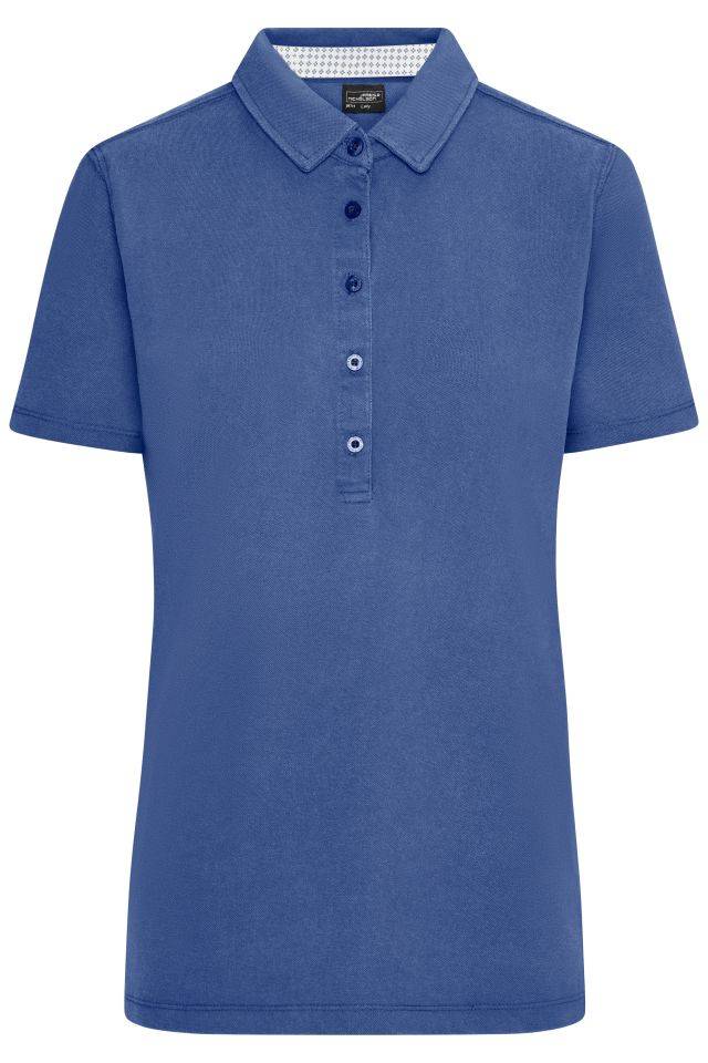 Ladies' Polo Polo mit modischen Details blau/weiß, Gr. XL
