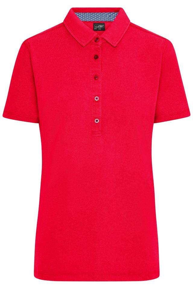 Ladies' Polo Polo mit modischen Details rot/weiß/blau, Gr. M