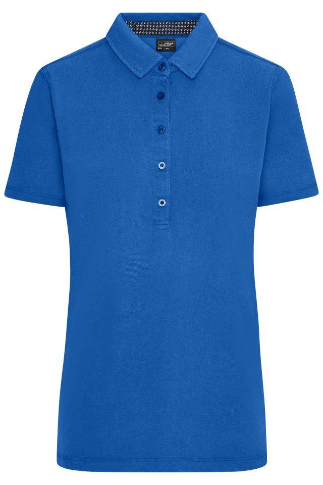 Ladies' Polo Polo mit modischen Details blau/weiß, Gr. XXL