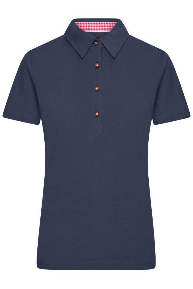 Ladies' Traditional Polo Klassisches Polo im Trachtenlook blau/rot/weiß, Gr. XXL