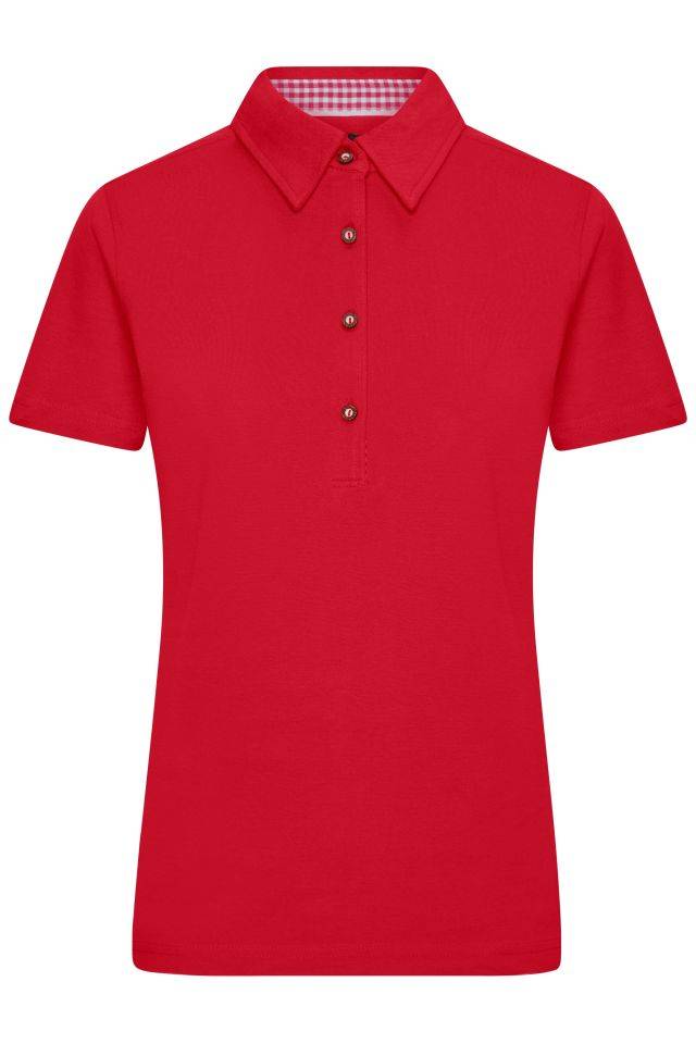 Ladies' Traditional Polo Klassisches Polo im Trachtenlook weiß/rot, Gr. XXL