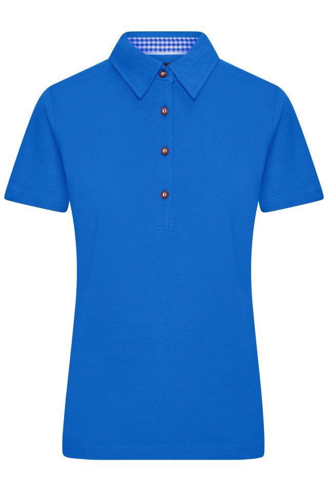 Ladies' Traditional Polo Klassisches Polo im Trachtenlook blau/weiß, Gr. XL