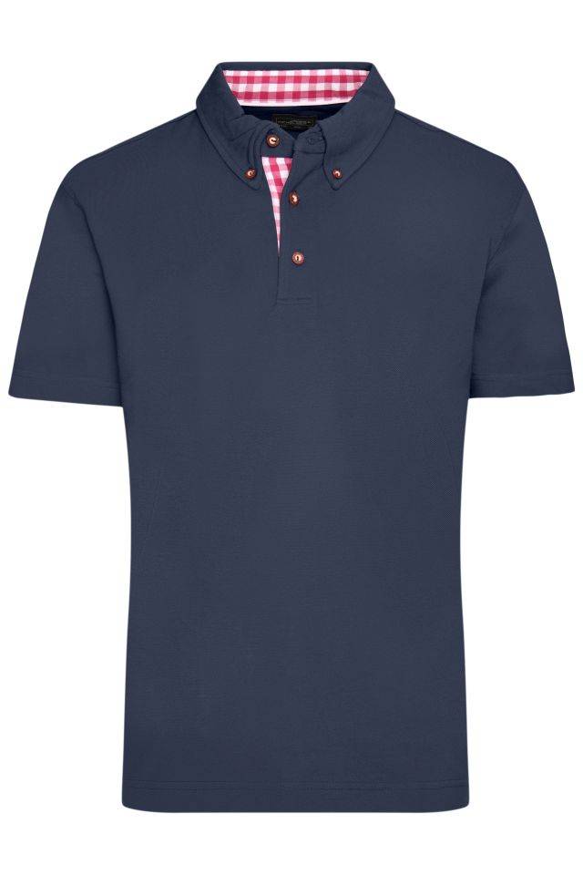 Men's Traditional Polo Klassisches Polo im Trachtenlook blau/rot/weiß, Gr. S