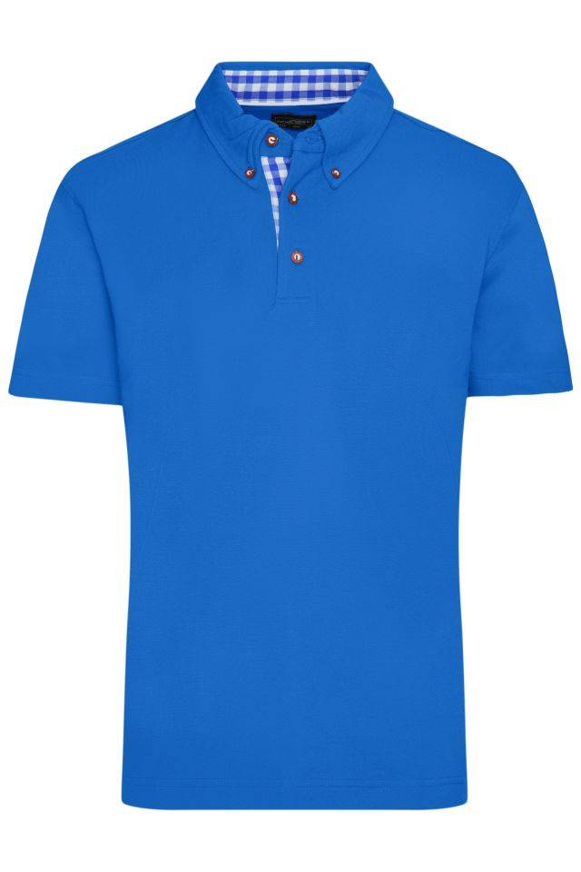 Men's Traditional Polo Klassisches Polo im Trachtenlook blau/weiß, Gr. M