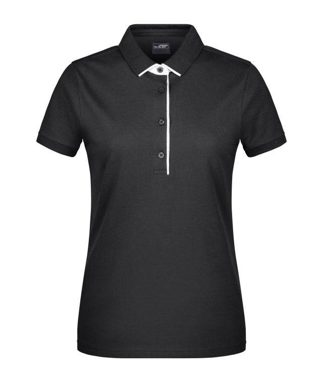 Ladies' Polo Single Stripe Klassisches Polo mit Kontrastelementen weiß/schwarz, Gr. M