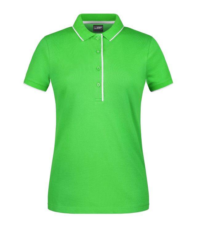 Ladies' Polo Stripe Klassisches Polo mit Kontraststreifen weiß/grün, Gr. XS