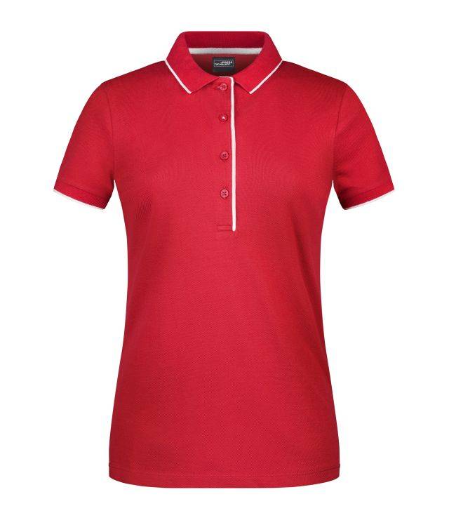 Ladies' Polo Stripe Klassisches Polo mit Kontraststreifen weiß/rot, Gr. L