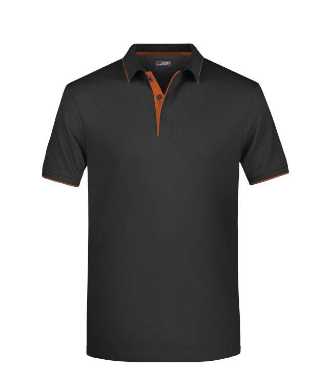 Men's Polo Stripe Klassisches Polo mit Kontraststreifen schwarz/orange, Gr. XXL