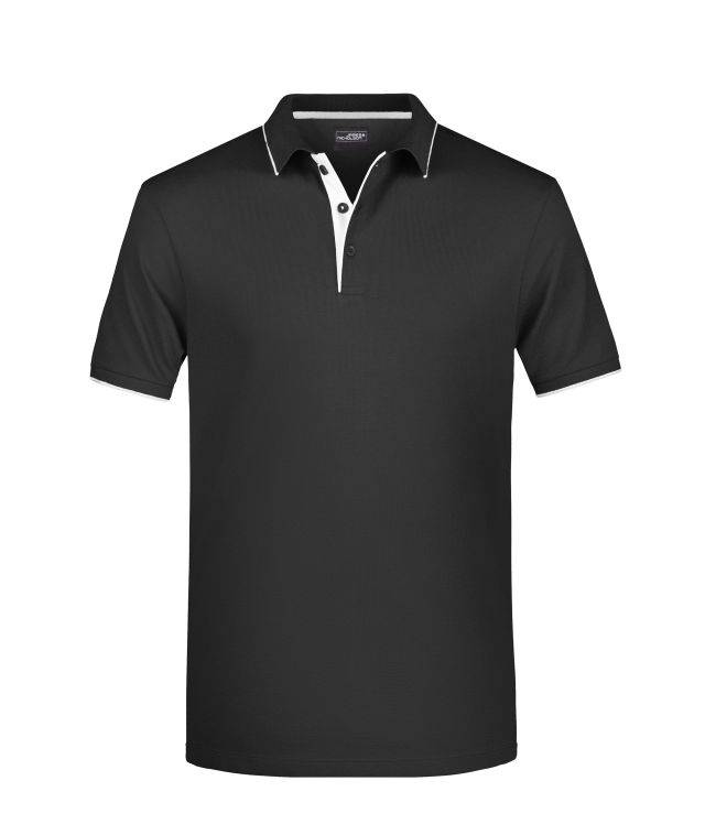 Men's Polo Stripe Klassisches Polo mit Kontraststreifen schwarz/grau, Gr. S