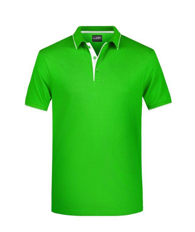 Men's Polo Stripe Klassisches Polo mit Kontraststreifen weiß/grün, Gr. XXL