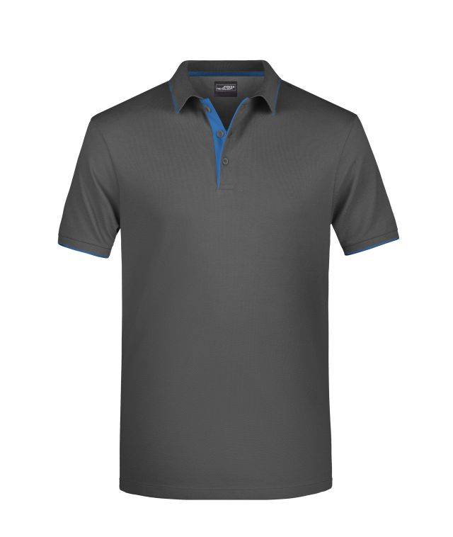 Men's Polo Stripe Klassisches Polo mit Kontraststreifen blau/grau, Gr. XXL