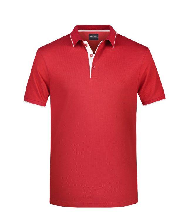 Men's Polo Stripe Klassisches Polo mit Kontraststreifen weiß/rot, Gr. XXL