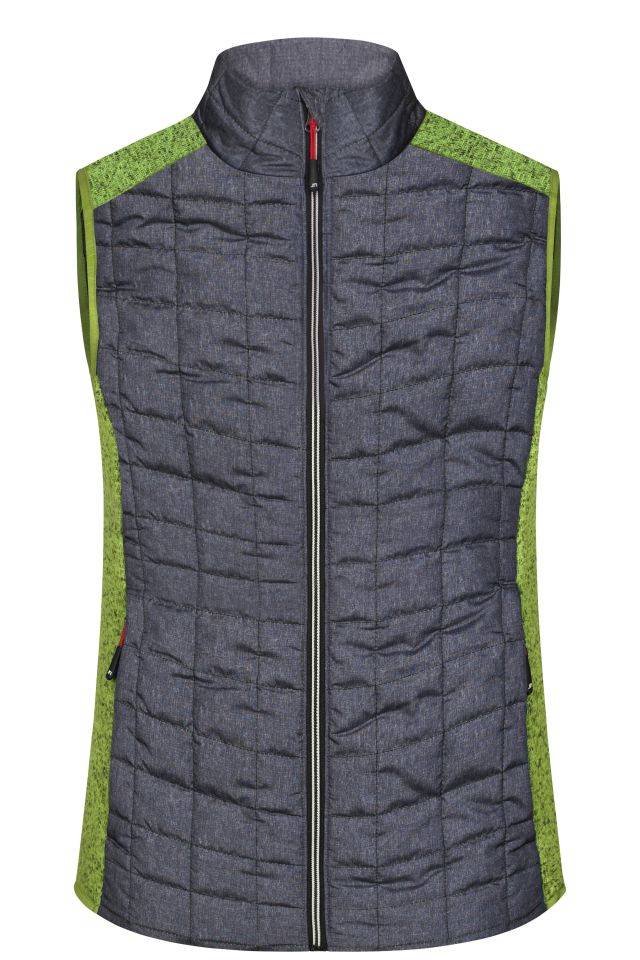 Ladies' Knitted Hybrid Vest Weste im stylischen Materialmix grau/grün, Gr. XS