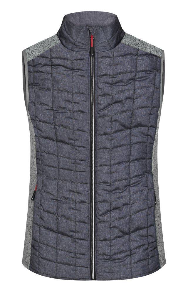Ladies' Knitted Hybrid Vest Weste im stylischen Materialmix grau, Gr. S