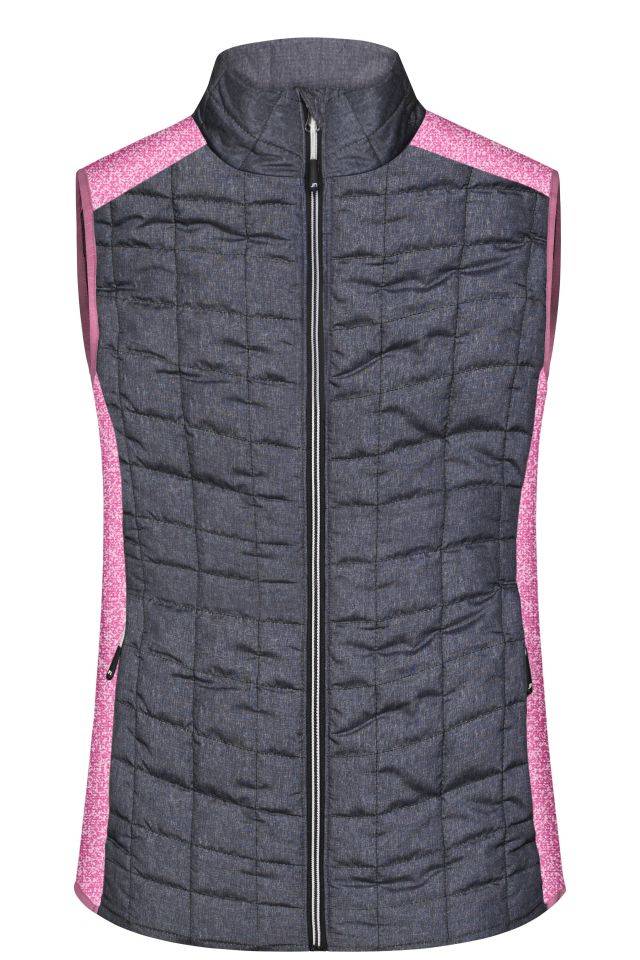 Ladies' Knitted Hybrid Vest Weste im stylischen Materialmix grau/pink, Gr. M