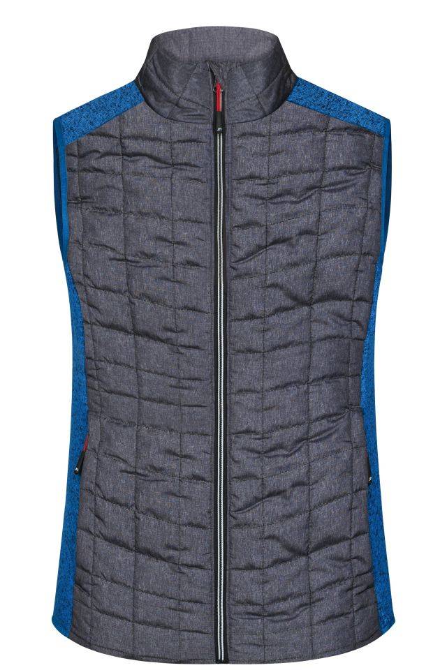 Ladies' Knitted Hybrid Vest Weste im stylischen Materialmix grau/blau, Gr. XS