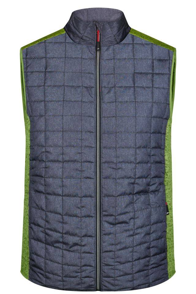 Men's Knitted Hybrid Vest Weste im stylischen Materialmix grau/grün, Gr. XXL