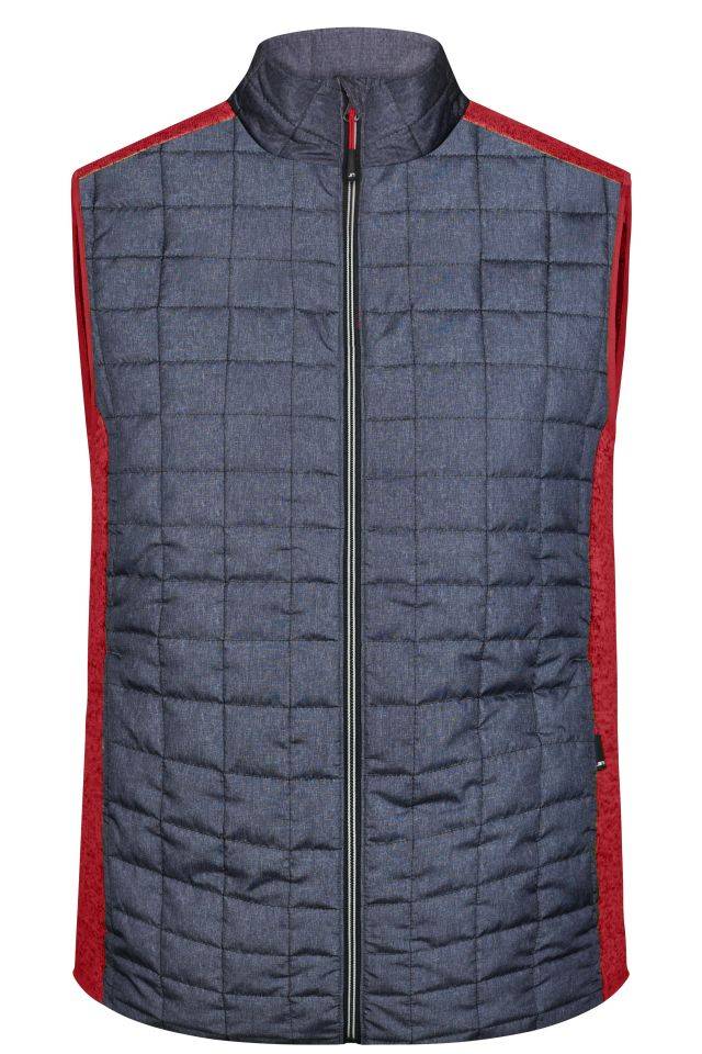 Men's Knitted Hybrid Vest Weste im stylischen Materialmix rot/grau, Gr. 3XL