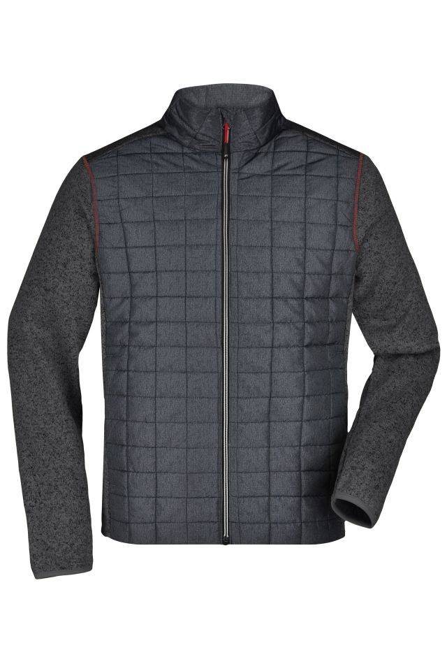 Men's Knitted Hybrid Jacket Strickfleecejacke im stylischen Materialmix grau, Gr. M