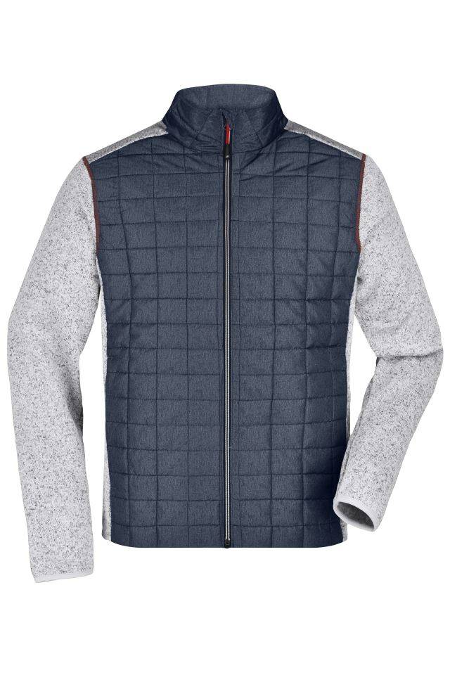 Men's Knitted Hybrid Jacket Strickfleecejacke im stylischen Materialmix grau, Gr. XL