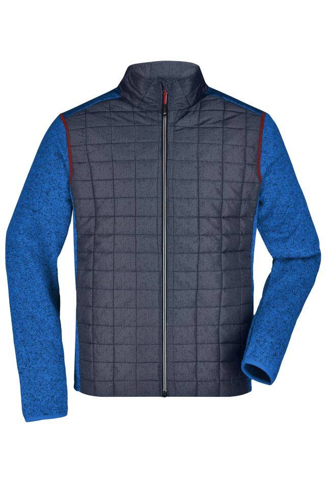 Men's Knitted Hybrid Jacket Strickfleecejacke im stylischen Materialmix grau/blau, Gr. XL