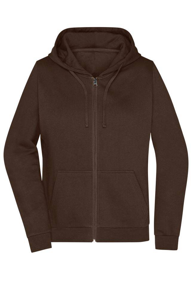 Promo Zip Hoody Lady Klassische Sweatjacke mit Kapuze braun, Gr. M