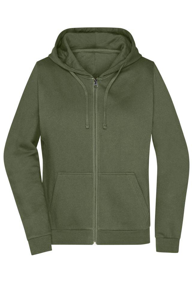 Promo Zip Hoody Lady Klassische Sweatjacke mit Kapuze braun/grün/oliv, Gr. M